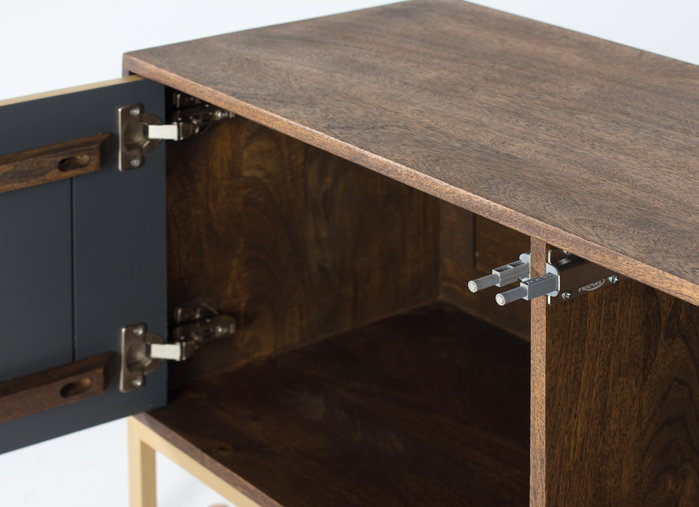 GINER Y COLOMER Mueble TV de madera de mango y detalles dorados